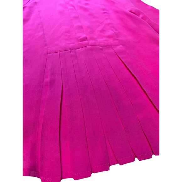 J Crew Blouse Silk Pink Magenta Long Sleeve Pleats Button Cuff Prep Office XS - Picture 10 of 16